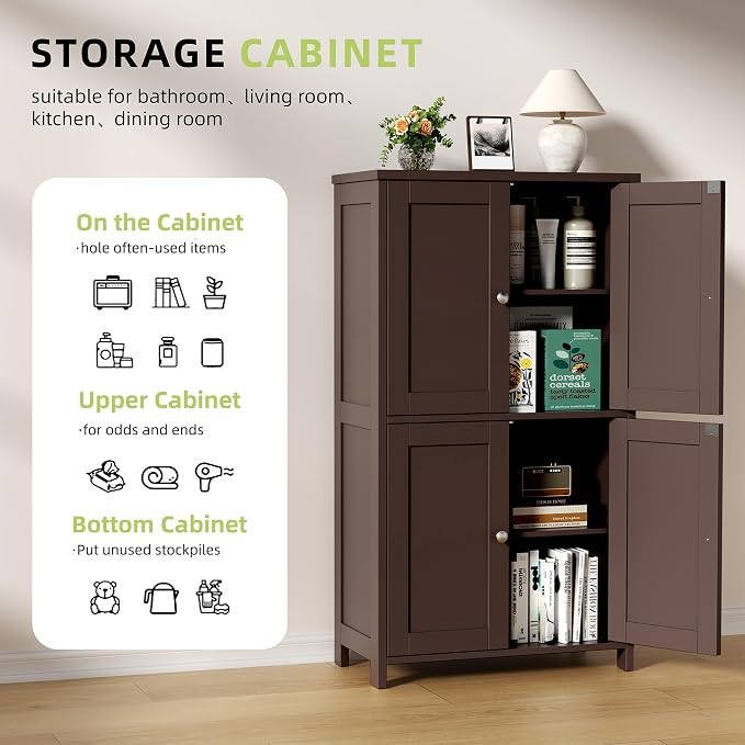Vongrasig Floor Storage Cabinet, Small Bathroom Storage Unit - Image 6