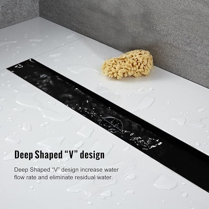 Linear Shower Drain, 28 inch Black Drain - Image 3