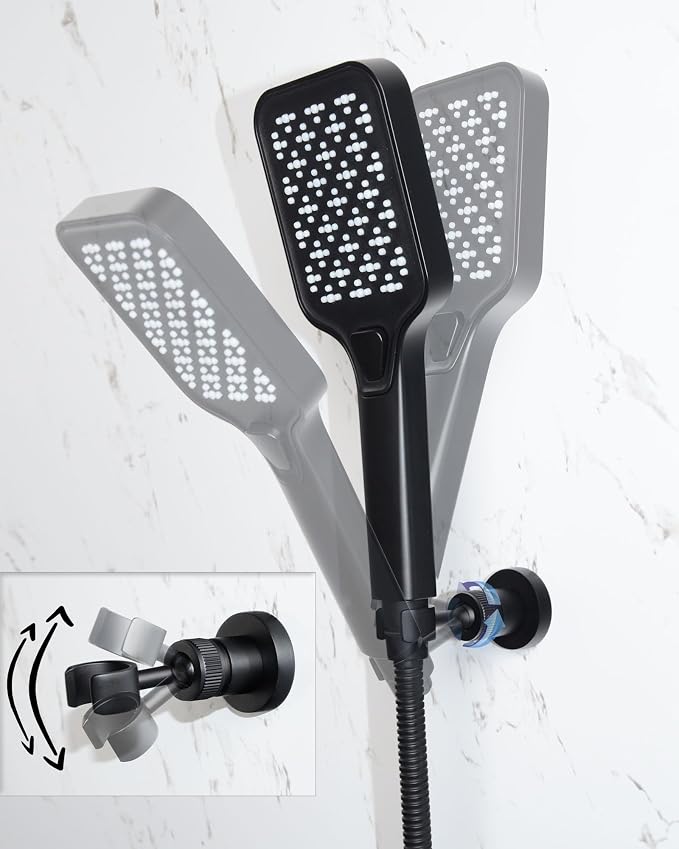 PHASAT Handheld Shower Head Holder Adjustable Solid Brass Handheld Shower Head - Image 2