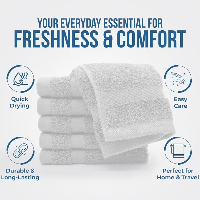DAN RIVER 12-Pack Premium 100% Cotton White Face Towels – Reusable Face Towel - Image 7