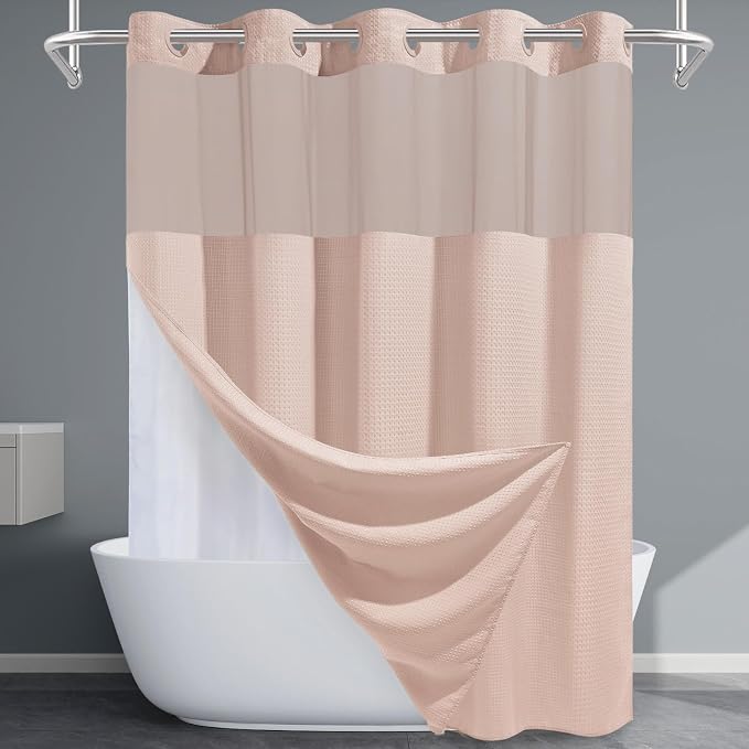 Blush Pink No Hook Shower Curtain by EUTXL