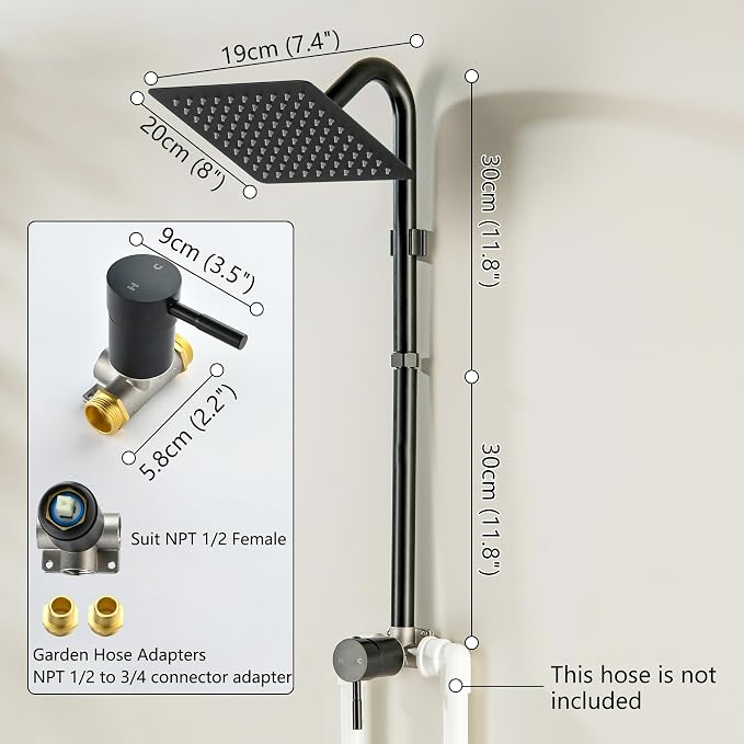 LIWEIKE Outdoor Shower Kit, All Mental Matte Black Outdoor Shower Fixtures - Image 7