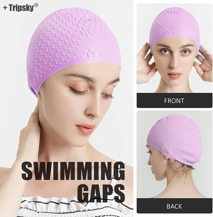 Tripsky Silicone Swim Cap, Comfortable Bathing Cap Ideal - Image 6