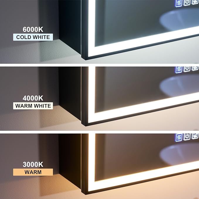 WELLFOR 24" X 30" LED Mirrored Medicine Cabinet, Medicine Cabinets - Image 8