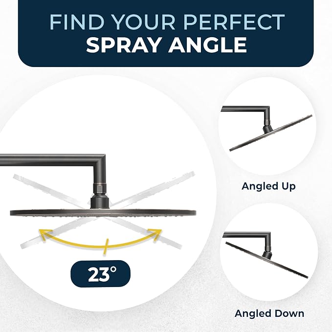 HammerHead Showers® Solid Metal 12 Inch Rainfall Shower Head, Large Rain Shower - Image 6