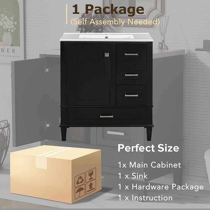 30" Bathroom Vanity, Modern Bathroom Cabinet - Image 6
