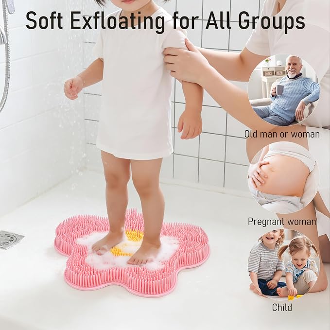Shower Foot Scrubber Mat Silicone, Back Scrubber Exfoliating Washer Pad - Image 4