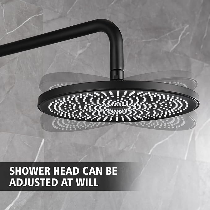 sumerain Matte Black Concealed Shower Faucet Set, Rain Shower System - Image 5