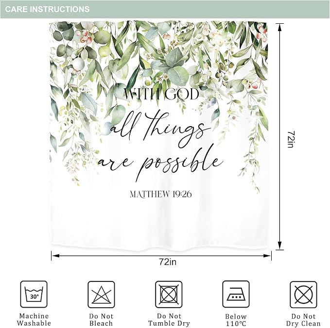 Riyidecor Sage Green Eucalyptus Leaves Shower Curtain - Image 5