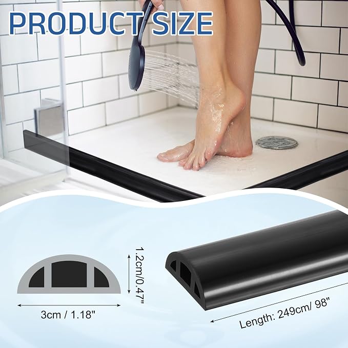 uxcell Shower Water Barrier, 1.18"W x 0.47"H - Image 2