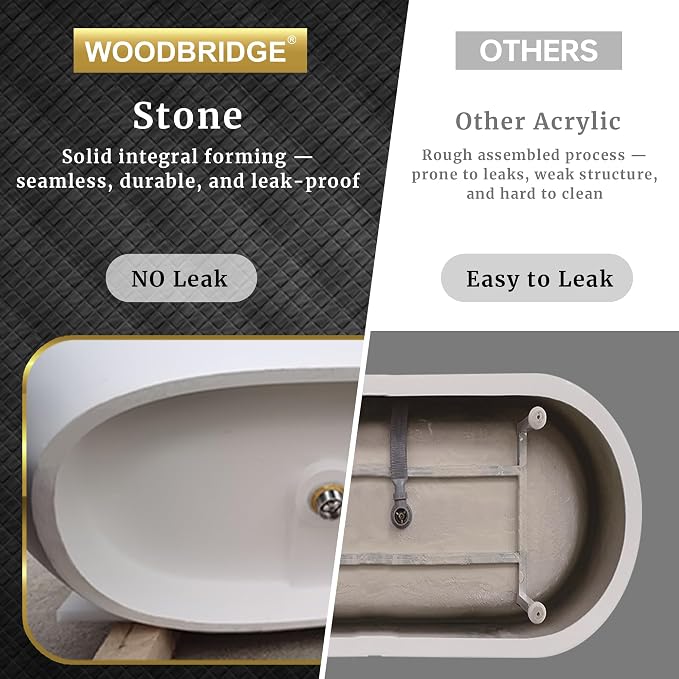 WOODBRIDGE 67" L x 32-5/8" W Luxury Contemporary Solid Surface Stone Resin - Image 11
