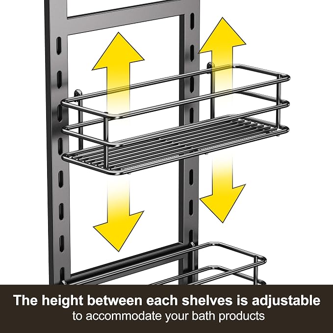 Orimade Adjustable Anti-slip Shower Caddy over Head, Rustproof Bathroom Hanging - Image 4