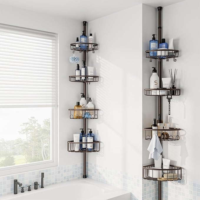 Corner Shower Caddy Tension Pole: Stainless Steel Rustproof 4-Tier Shower - Image 7