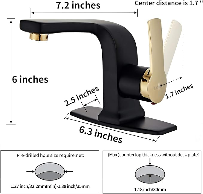 Modern Matte Black Bathroom Faucet, Single Handle Commercial Bathroom Sink - Image 4