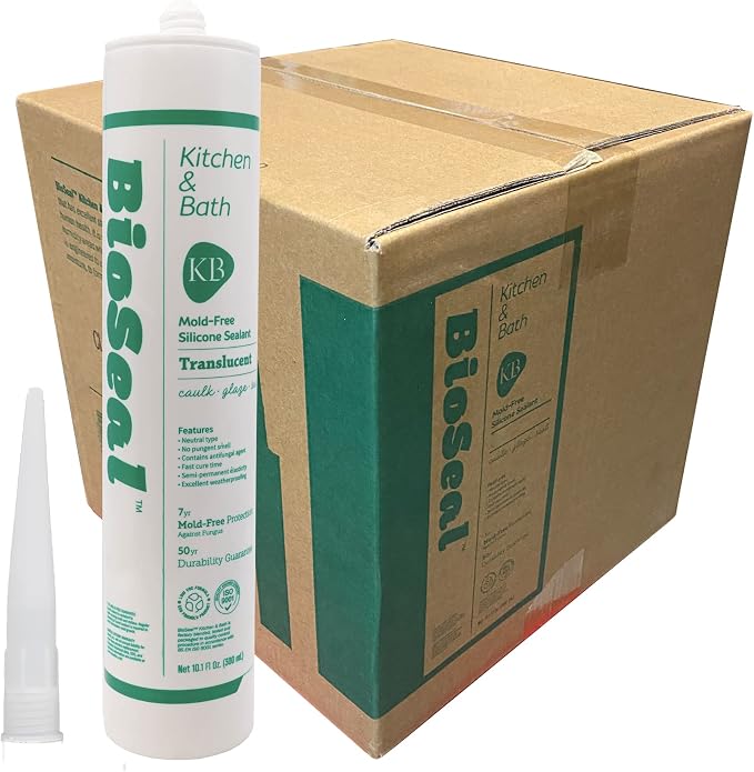 Translucent BioSeal 100% Silicone Sealant Caulk Kitchen and Bath Grade by BladeDepot