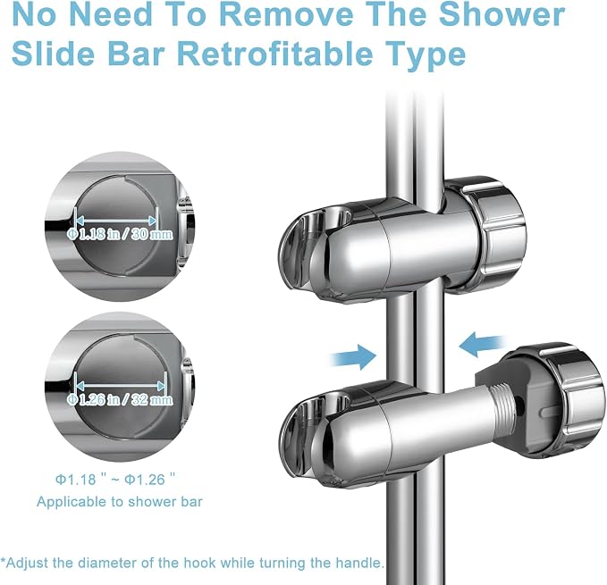 OFFO ADA Shower Head Holder, Adjustable 1.18-1.26 in Hand Shower Bracket - Image 2