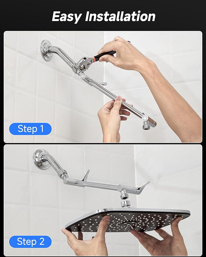 Veken 11.8" Rain Shower Head, Rectangular Rainfall Showerhead - Image 6