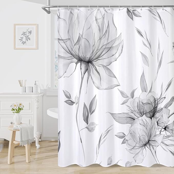 Long Boho Watercolor Floral Shower Curtain 72 x 78, Artistic 78 Inch Long by Decorateyourhome