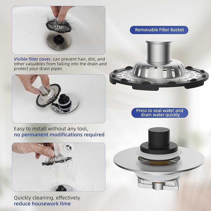 Metal 2 Pack Bathtub Drain Stopper - Image 6
