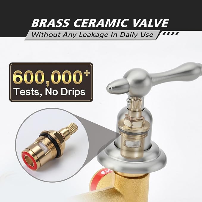 SUMERAIN Brushed Nickel Wall Mount Bathtub Faucet - Image 8
