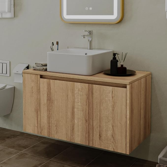 Bathroom Vanity, Natural Color Wall-Mounted Bathroom Vanity - Image 5