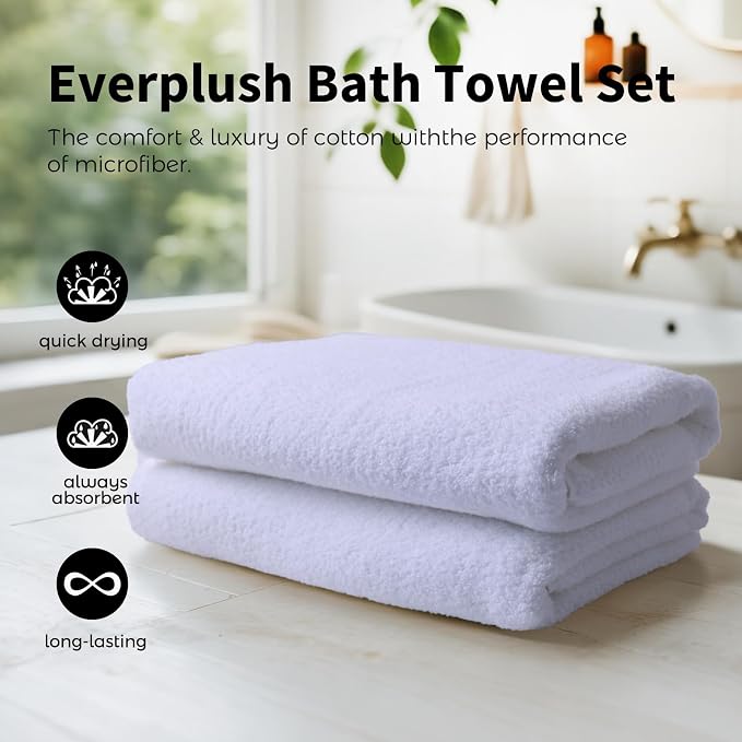 Everplush Diamond Collection 6-Piece Bath Sheet Towel Set, Soft Plush Jacquard - Image 3