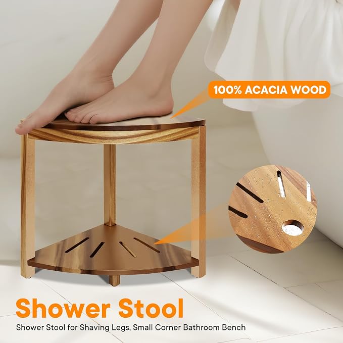Corner Shower Stool 14.5 in, Shower Foot Rest - Image 4