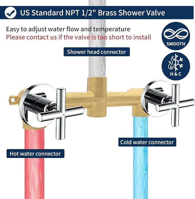 2 Handle Shower Faucet Shower System Complete 2 in 1 Shower Combo Set - Image 5