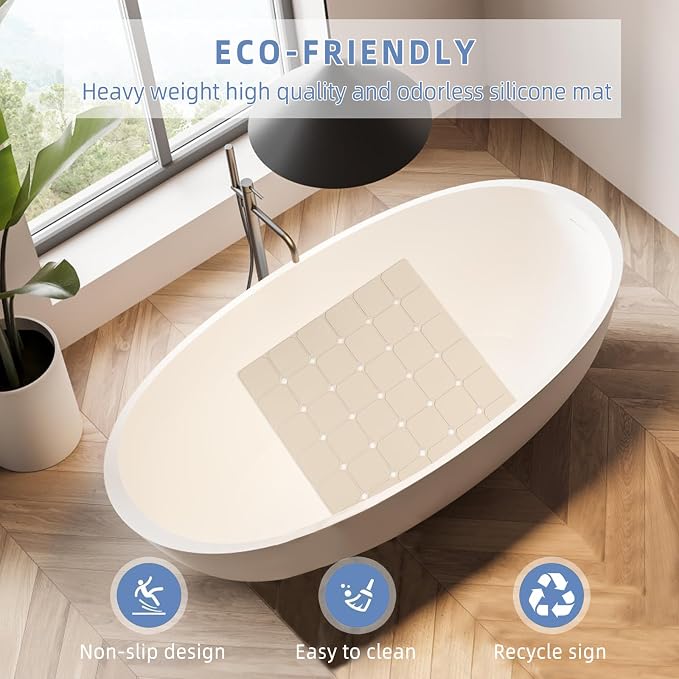 Shower Mat Non Slip 21"x21" Silicone Foldable Bath Mat - Image 2