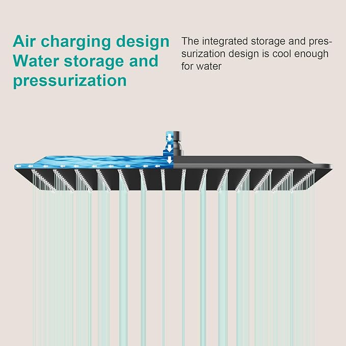 Square Rain Shower Head, High Flow Stainless Steel, Work - Image 5