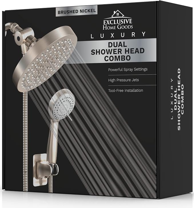 Shower Head With Handheld Combo, 6 Inch High Pressure Rainfall Showerhead With - Image 7