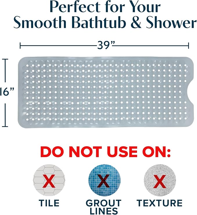 SlipX Solutions Power Grip Bathtub Safety Mat | Precision Grip Technology - Image 2