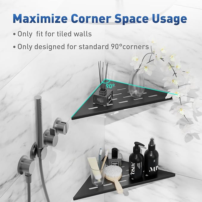 lives Corner Shower Shelves 2 Pack, 304 Stainless Steel Grout in Bathroom - Image 5
