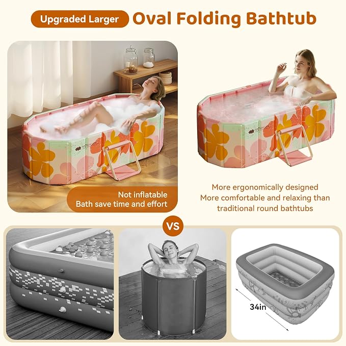 Portable Foldable Bathtub, Freestanding Bathtub No Installation, Bathroom SPA - Image 7