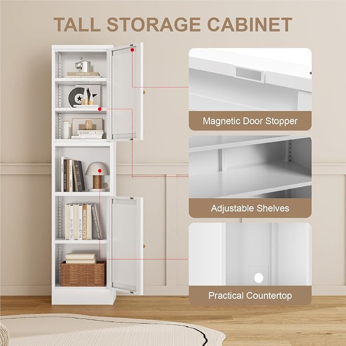 Metal Bathroom Storage Cabinet, Slim Metal Locker - Image 6