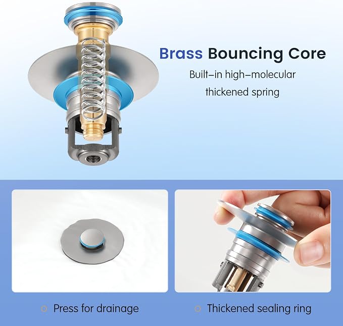 Universal Bathroom Sink Stopper, Pop Up Sink Drain Strainer Plug - Image 5