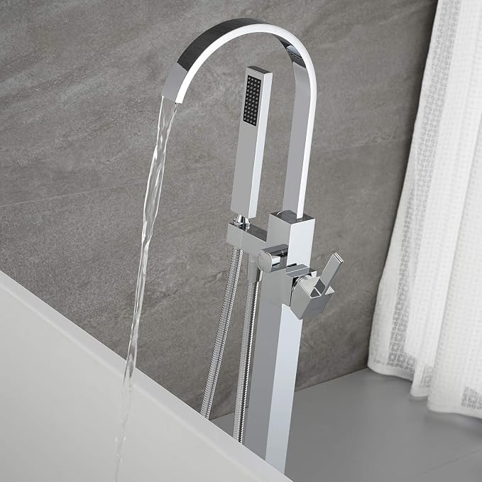 Freestanding Tub Filler Bathtub Faucet Chrome Floor Mounted Faucets - Image 4
