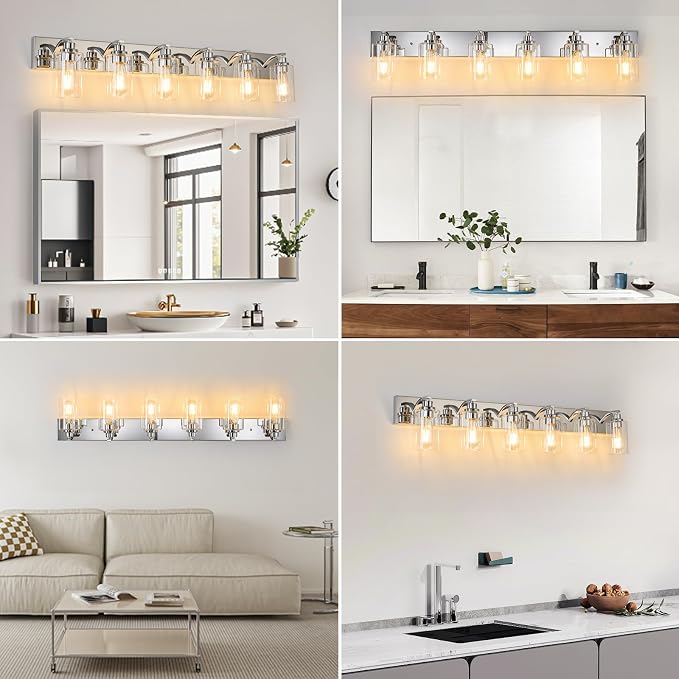 6-Light Bathroom Light Fixtures Modern Chrome Vanity Lights - Image 8