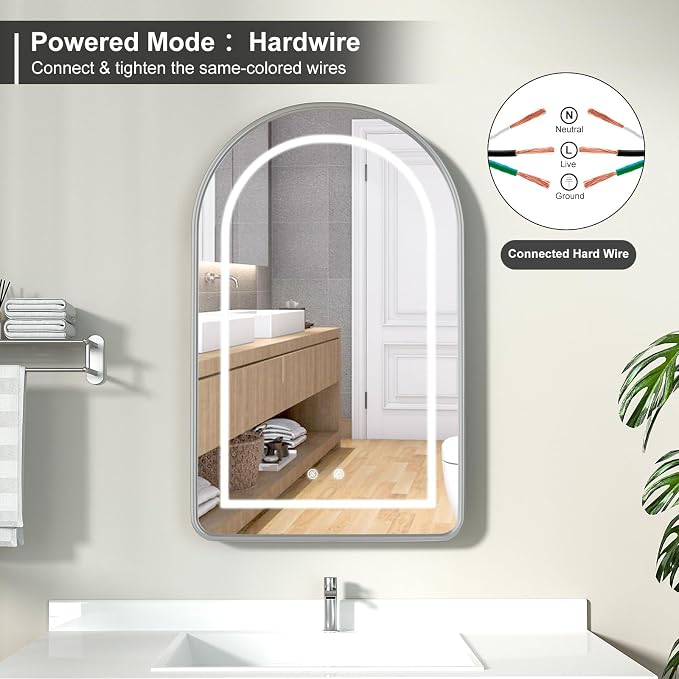20x31 Inch Arched LED Medicine Cabinet - Image 4
