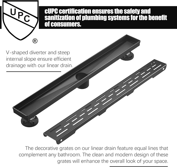 HEATGENE 28-Inch Linear Shower Drain in Matte Black - Image 2