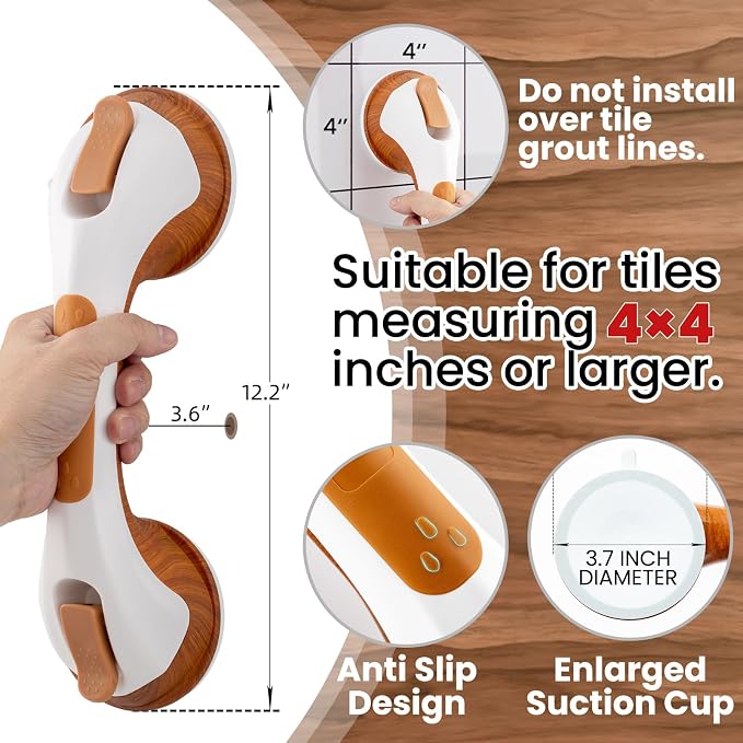 TAILI Shower Grab Bar, 2 Pack 12 Inch Suction Grab Bars - Image 3