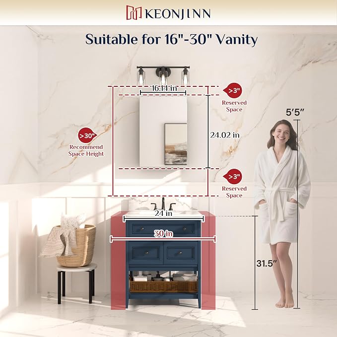 Keonjinn 16 x 24 Inch White Medicine Cabinet Mirror, Assembly Required - Image 6