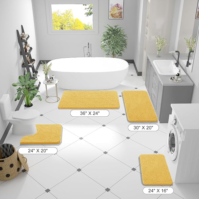 OLANLY Bathroom Rugs 40x32, Extra Soft Absorbent Chenille Bath Rugs, Rubber - Image 2