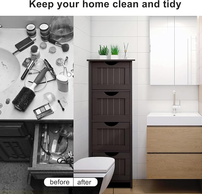Bonnlo Skinny Bathroom Floor Storage Cabinet, 12 Inch Wide Deep Small Storage - Image 5