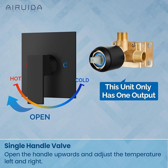 Airuida Square Single-Function Brass Faucet Shower Rough-in Valve Male Thread - Image 4