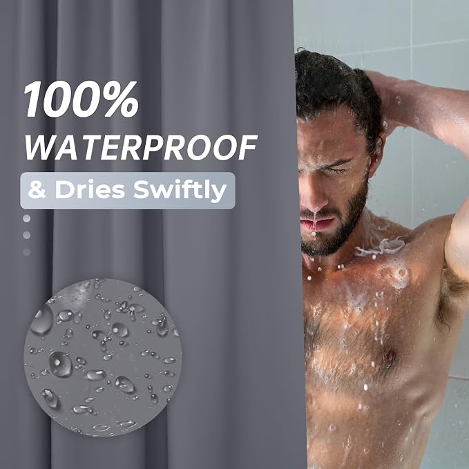 AmazerBath Dark Grey Shower Curtain Plastic, PEVA Shower Curtain Heavy Duty - Image 4
