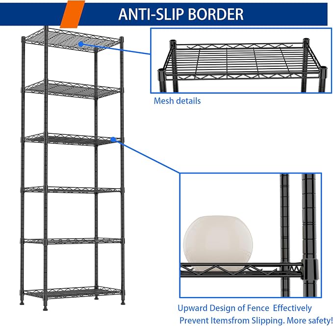 REGILLER 6 Wire Shelving Steel Storage Rack Adjustable Unit Shelves - Image 6