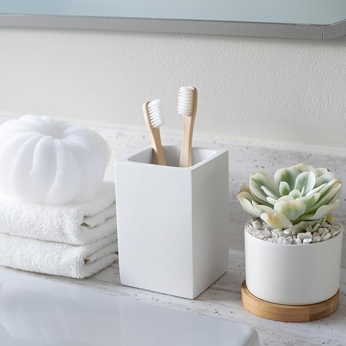 Matte White Toothbrush and Toothpaste Holder - Image 6