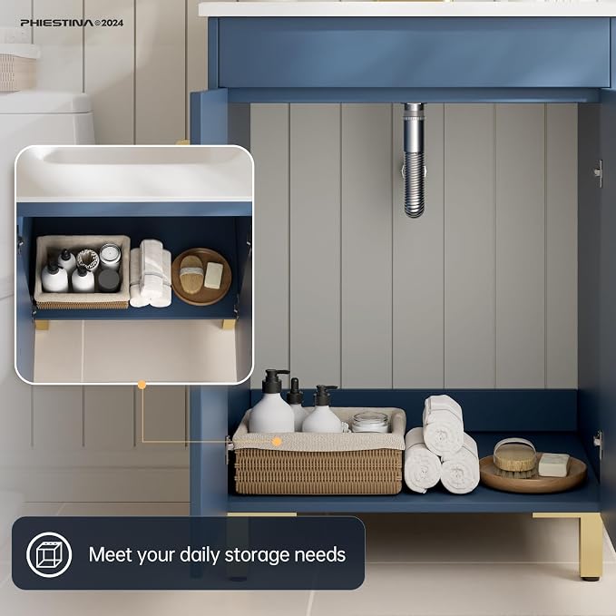 phiestina Blue Fully Pre-Assembled 24 Inch Bathroom Vanity - Image 5