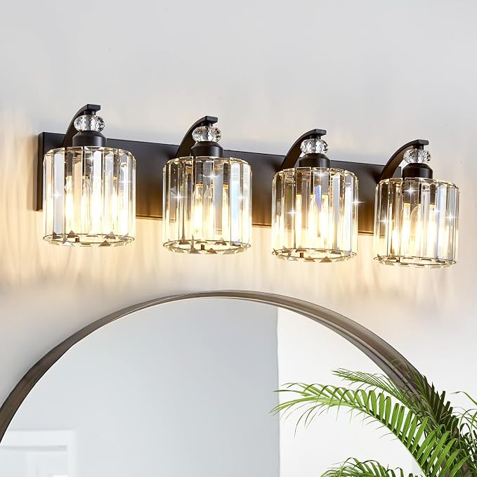 4-Light Black Bathroom Light Fixture Modern Vanity Lights Over Mirror Vintage - Image 6